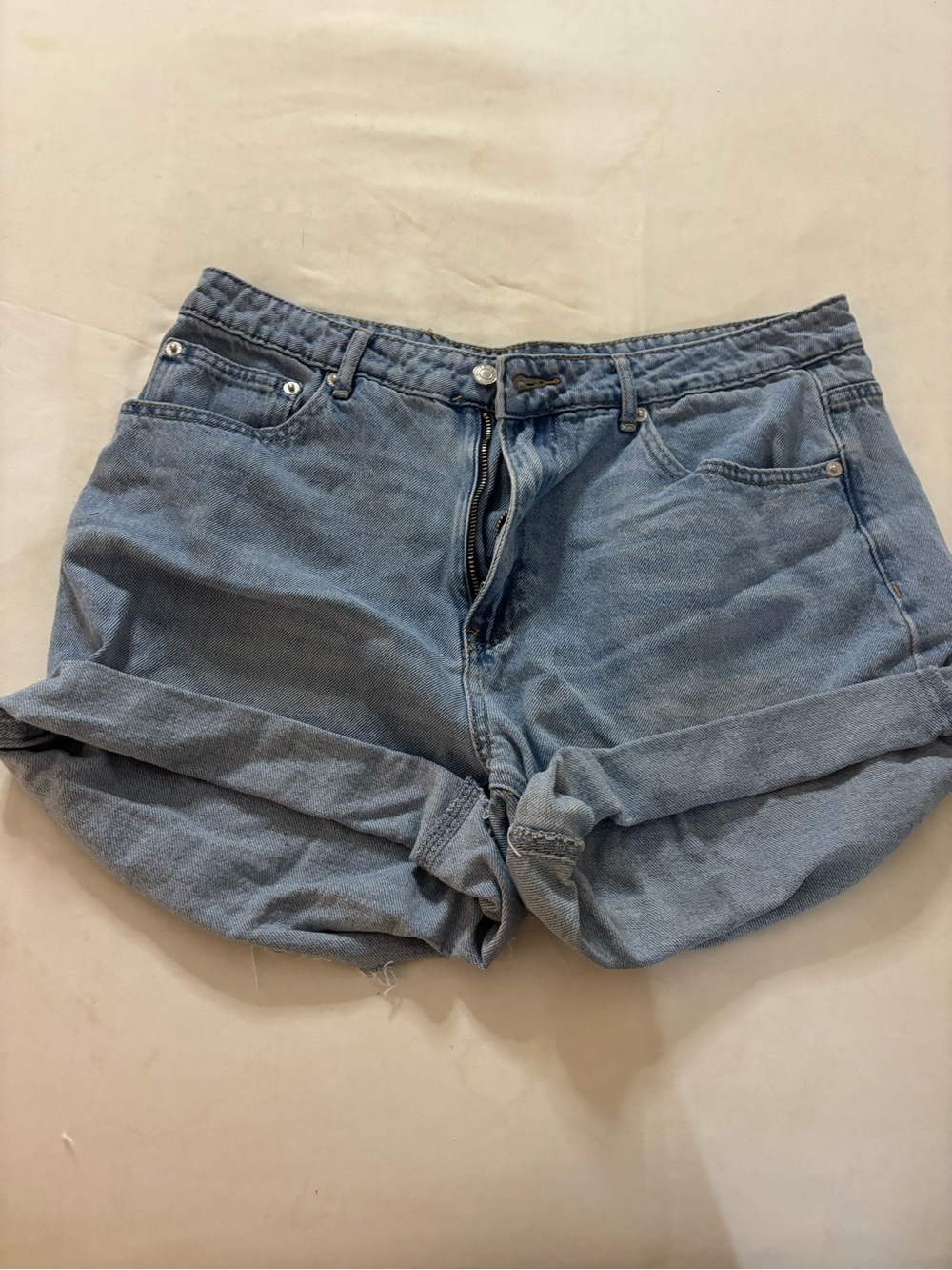 White Fox Boutique Light Blue Rolled Hem Denim Shorts